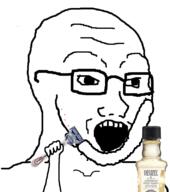 aftershave arm beard blood glasses hand holding_object open_mouth razor reuzel shaving soyjak variant:soyak // 708x800 // 182.9KB
