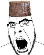 angry clothes glasses hat irl log object open_mouth soyjak stubble thick_eyebrows tree variant:cobson wood // 721x900 // 147.3KB