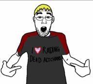 arm clothes ear glasses nate open_mouth soyjak stubble text transheart variant:shirtjak yellow_hair // 618x559 // 15.5KB