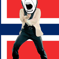 animated country dance flag flag:norway full_body gangnam_style glasses irl norway open_mouth push_pin soyjak sticky stubble variant:cobson // 300x460 // 302.2KB