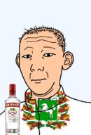 1864 alcohol bottle closed_mouth clothes crown ear flag flag:tomsk_oblast hair horse neutral oblast russia smirnoff soyjak text tomsk_oblast track_suit transparent transparent_background variant:kuzjak vodka white_skin // 810x1192 // 298.8KB