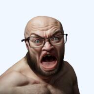 ai_generated angry beard body_hair glasses open_mouth realistic variant:feraljak // 512x512 // 228.1KB