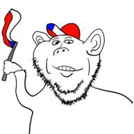 closed_mouth clothes czechia ear flag hand hat holding_flag holding_object redraw smile soyjak stubble variant:impish_soyak_ears // 3000x3000 // 665.9KB