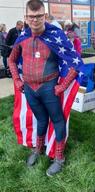 closed_mouth costume ear flag:united_states full_body glasses irl meta:variant_origin nose politics shoe spiderman standing variant:brandon // 859x1741 // 207.0KB