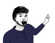 clothes dream dream_(youtuber) hair open_mouth pointing soyjak stubble variant:soyak // 1269x1000 // 56.8KB