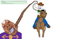 3soyjaks angry arm bra chitwood closed_mouth clothes cowboy_hat enrico_pucci full_body grey_hair hanging horse horseback_riding jojos_bizarre_adventure mike_chitwood mustache open_mouth rope subvariant:impish_horse text variant:bernd variant:feraljak variant:impish_soyak_ears // 2048x1365 // 188.7KB