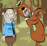 ack animal bear boo_boo_goes_wild cartoon cartoon_network clothes hanging hat john_kricfalusi necktie noose ranger_smith rope stubble variant:bernd yogi_bear // 1123x1091 // 1004.2KB