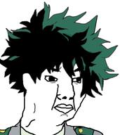 angry anime boku_no_hero_academia closed_mouth clothes ear green_hair hair midoriya_izuku soyjak variant:chudjak // 332x373 // 52.7KB