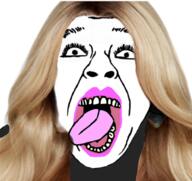 clothes femoid glowup lipstick makeup open_mouth variant:bernd wig yellow_hair // 1145x1080 // 598.9KB