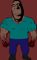 beard biting_lip blood buff clothes full_body glowing_eyes hair herobrine minecraft muscles muscular_male red_background shadow skin smile subvariant:hornyson variant:cobson white_eyes // 660x1053 // 66.5KB