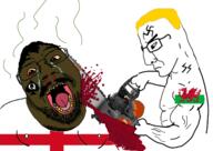2soyjaks angry blood brown_skin chainsaw england flag:england flag:wales holding_chainsaw holding_object queen_of_spades subvariant:chainsaw_bernd variant:chudjak // 536x380 // 131.5KB