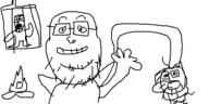3soyjaks cage campfire closed_mouth glasses oekaki open_mouth smile soyjak stubble variant:unknown // 500x250 // 19.4KB