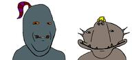 2soyjaks abe_(oddworld) blue_skin closed_mouth grey_skin latamire_munch oddworld orange_sclera smile soyjak stubble subvariant:munch subvariant:wholesome_soyjak underbite variant:gapejak variant:impish_soyak_ears video_game // 1800x823 // 55.7KB