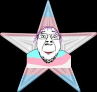 barnstar clothes flag glasses hair lipstick purple_hair smile soyjak star stubble tranny variant:bernd // 2000x1900 // 725.0KB