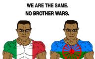 2soyjaks aryan brown_eyes brown_hair brown_skin buff clothes flag:italy flag:roma glasses gypsy italy muscles no_more_brother_wars subvariant:muscular_chud text variant:chudjak vein white_background // 1735x1080 // 472.2KB