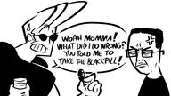 angry black_and_white black_pill incel johnny_bravo pill sweating text tranny_artstyle variant:chudjak // 1920x1080 // 835.2KB