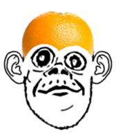 baby closed_mouth clothes deformed ear food foodjak fruit hat mustache orange orange_(fruit) series:fruiterz! smile smirk soyjak subvariant:jacobson variant:a24_slowburn_soyjak // 700x800 // 393.6KB
