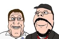 are_you_soying_what_im_soying avgn brown_hair cap clothes glasses hat necktie nostalgia_critic pen smile suit variant:gapejak variant:markiplier_soyjak // 1200x800 // 151.5KB