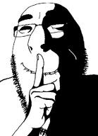 finger glasses hand hush shadow shushing soyjak stubble subvariant:hornyson variant:cobson // 775x1071 // 18.9KB