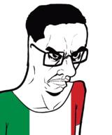 angry arm closed_mouth clothes country flag glasses hair italy soyjak subvariant:chudjak_seething tshirt variant:chudjak // 899x1078 // 134.9KB