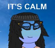 beanie blue_skin calm closed_eyes clothes eyelashes female hair hat its_over necklace sky smile soyjak text variant:soytan // 436x382 // 70.4KB