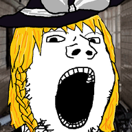 4chan animated anime bowtie clothes female get_out_of_qa hair hat irl_background kirisame_marisa open_mouth qa_(4chan) rainbow soyjak stubble text touhou variant:gapejak video_game yellow_hair // 600x933 // 79.3KB