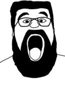 ai_generated beard glasses hair open_mouth soyjak template tongue variant:dustin // 256x374 // 14.3KB