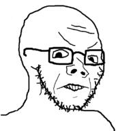 concerned disgusted distorted frown glasses merge soyjak stubble variant:gapejak variant:soyak // 708x800 // 20.3KB