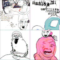 4soyjaks animated brown_skin crying glasses grey_skin meta:ai_generated open_mouth pink_skin soyjak stubble subvariant:wewjak text transformation variant:a24_slowburn_soyjak variant:markiplier_soyjak variant:soyak variant:unknown // 255x255 // 1.6MB