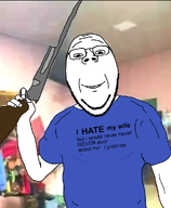front_facing gun irl_background shirt_with_words subvariant:gapejak_front subvariant:wholesome_soyjak subvariant:wholesome_soyjak_front traced variant:gapejak // 800x971 // 556.0KB