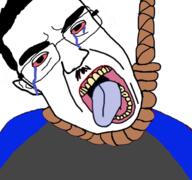 ack bloodshot_eyes crying ear glasses hair hanging jakparty_soy open_mouth rope subvariant:patrick tongue trend:jartycuck variant:chudjak yellow_teeth // 680x637 // 256.6KB