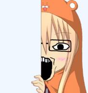 anime bear blush clothes female glasses hair himouto_umaru_chan open_mouth soyjak umaru variant:soyak white_skin yellow_hair // 809x850 // 252.8KB