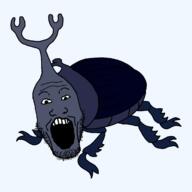 animal beetle bug full_body horn open_mouth rhinoceros_beetle series:animaljaks soyjak stubble variant:markiplier_soyjak // 1200x1200 // 101.6KB