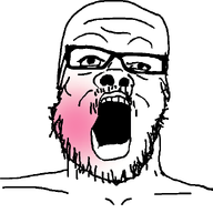 beard glasses injury looking_up nose open_mouth variant:a24_slowburn_soyjak // 582x582 // 44.5KB