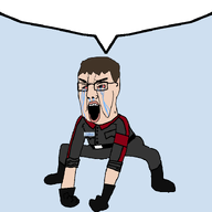 angry animated belt bloodshot_eyes blue_eyes brown_hair celtic_cross chud clothes crying glasses glove jake monkey_dance nate nazism soybooru soyjak soyjak_party speech_bubble_empty twp variant:chudjak white_skin // 775x730 // 81.9KB