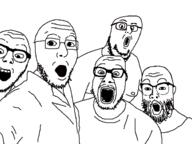 5soyjaks beard full_body glasses nipple open_mouth party_animals stubble template variant:buckteeth_soyjak variant:dylanjak variant:norwegian variant:platejak variant:punkjak // 624x468 // 10.9KB