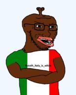 black_skin brainlet disgusting flag flag:italy glasses italy lips mexico_is_white mongrel mutt op_is_a_mindbroken_pajeet_retard_who_is_obsessed_with_itaryans open_mouth rape_shitalian_”chad”_with_a_bbc retard shitalian shitaly soyjak stubble subhuman trvthnvke ugly variant:soyak // 564x699 // 42.7KB