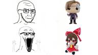 anime arm frown fumo funko_pop glasses hakurei_reimu hand hands_up open_mouth place_japan soyjak stubble subvariant:soyak_(irritated) subvariant:wewjak touhou variant:soyak video_game // 1600x900 // 239.8KB