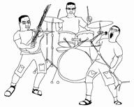 3soyjaks band closed_mouth clothes drum drum_set drumstick full_body glasses guitar hair holding_guitar holding_instrument holding_object instrument microphone music music_parody open_mouth playing_instrument sandals shorts song subvariant:chudjak_front the_clash tshirt variant:chudjak video // 900x720, 159s // 5.2MB