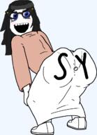 animated ass beanie clothes coomer_artstyle ext=gif full_body glasses hair open_mouth teeth text transparent transparent_background twerk variant:soytan // 850x800 // 274.2KB