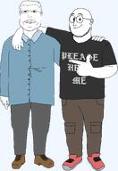 clothes friends friendship glasses no_more_brother_wars smile soyjak stubble variant:jackson variant:weirdpenis // 1825x2659 // 120.1KB