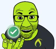 agree artist:bucephalus_(kiwi_farms) clothes glasses green_skin hand holding_object kiwifarms looking_at_you open_mouth perro_hold series:kiwiperros soyjak sticker stubble subvariant transparent_background tshirt variant:el_perro_rabioso // 820x720 // 58.4KB