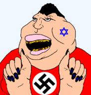 ace_of_spades blacked eyelashes fat hand hands_up judaism lips lipstick meta:tagme meximutt mouth_openth nails nazism open_mouth star_of_david subvariant:mexislut swastika teeth template variant:meximutt // 794x831 // 73.2KB