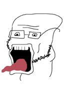 glasses open_mouth soyjak stubble tongue variant:unknown // 800x1000 // 74.2KB