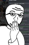 arm darksydephil glasses hair hand kiwifarms null null_(kiwifarms) soyjak stubble text variant:nulljak wordswordswords // 350x537 // 115.3KB