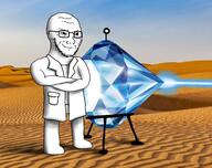 artist:doddermod crossed_arms desert drawfag drawing gem glasses lab_coat laser meta:possibly_duplicate science scientist smug soyjak stubble variant:soyak // 2918x2312 // 3.7MB