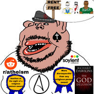 4soyjaks amerimutt arabic_text atheism atheism_(reddit) atheistcuck award awards christianity fedora hair jesus jews muslims obese reddit religion rent_free richard_dawkins soy soylent stubble subvariant:meximerican subvariant:muscular_chud text the_god_delusion variant:chudjak variant:meximutt // 3464x3464 // 1.3MB