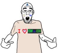 arm clothes discord discord_logo_facial_mark facial_mark flag flag:minor_attracted_person flag:transgender_pride_flag glasses hand i_love looking_at_you map_(pedophile) open_mouth pedophile pointing stubble transheart tshirt variant:shirtjak white_background yomi_no_kuni // 618x559 // 89.1KB