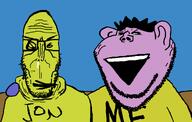 amerimutt autism david_firth euromutt glasses hair hugging jerry_jackson jon newgrounds pink_skin stubble subvariant:euromutt subvariant:impish_amerimutt variant:impish_soyak_ears variant:markiplier_soyjak yellow_skin // 1312x835 // 137.0KB