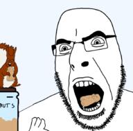 4soyjaks artist:test_1234 eating glasses hand jar looking_at_you looking_to_the_left meta:tagme microvariant:mexinut nut nuts open_mouth paw soyjak stubble subvariant:feralsquirrel subvariant:mexiaryan tail text transparent_background variant:cobson variant:feraljak variant:meximutt // 886x872 // 241.7KB